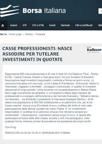 BORSA ITALIANA - 03.02.2020