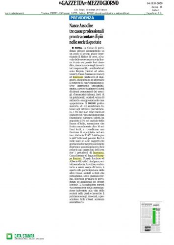LA GAZZETTA DEL MEZZOGIORNO - 04.02.2020