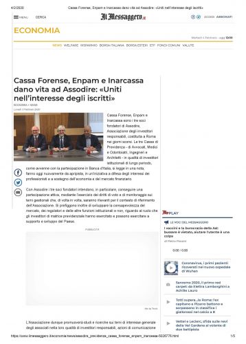 IL MESSAGGERO - 04.02.2020